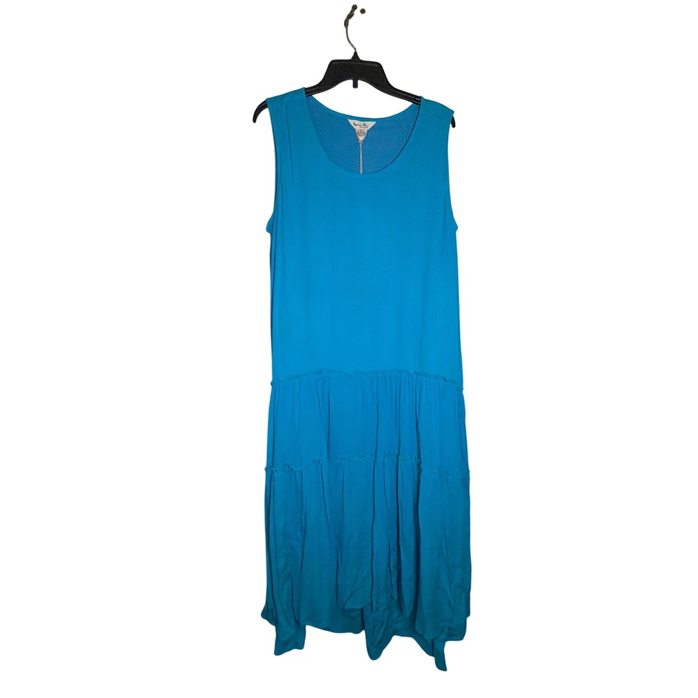 Gypsie Blu Womens XL Turquoise Blue Tiered Sleeveless Rayon Midi Dress NWT